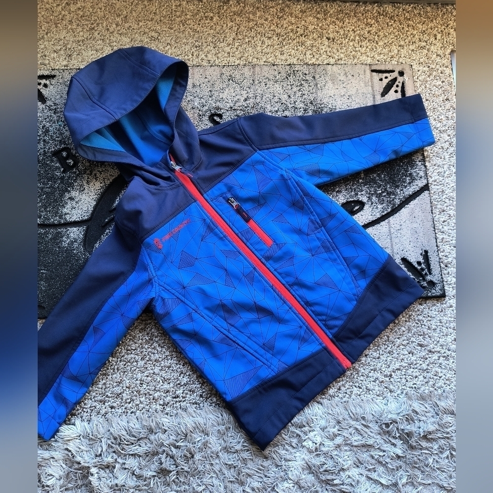Free Country Toddler Boys Soft Shell Hooded Jacket Fleece Lined Blue Size 4